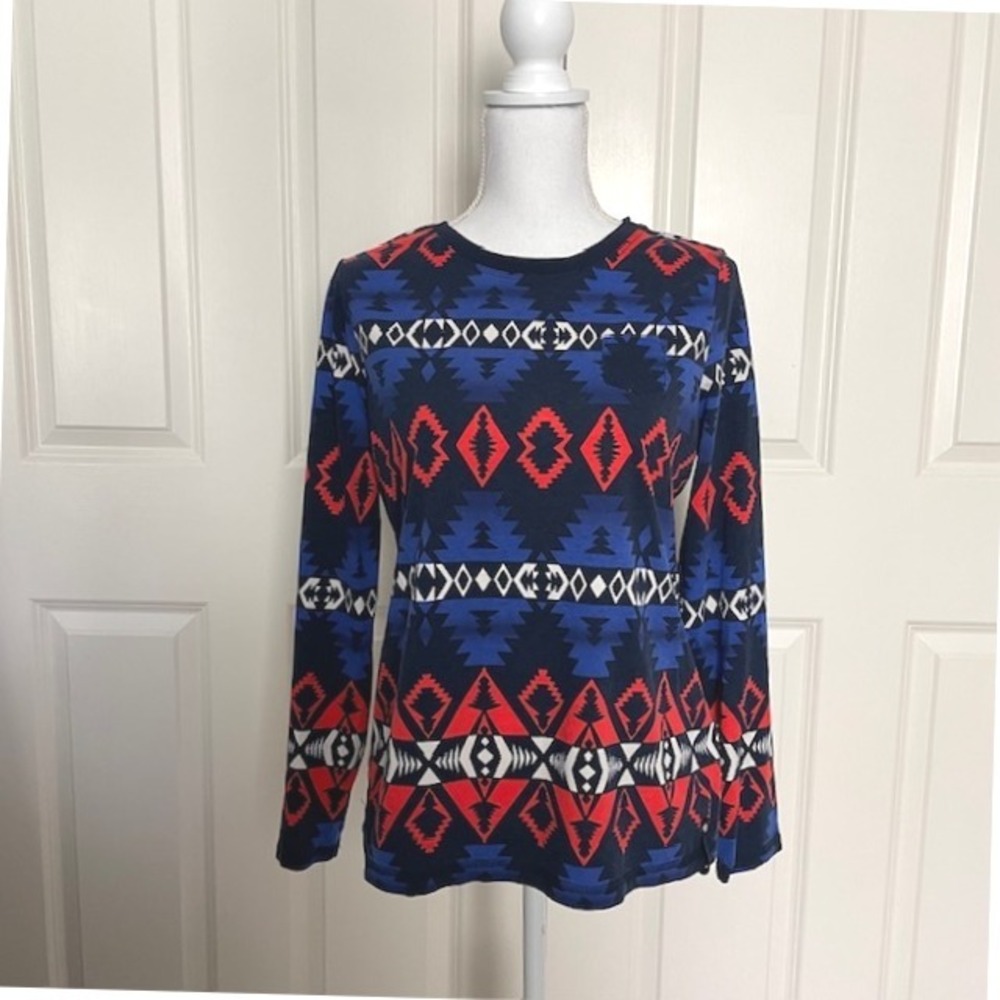 Ralph Lauren L-RL Lauren Active Aztec Long Sleeve Western Boho‎ Festival Artful